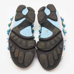 Pre Owned Dior Pink Mesh Embellished Fusion Low Top Sneakers Size 39.5