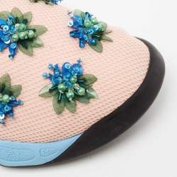 Pre Owned Dior Pink Mesh Embellished Fusion Low Top Sneakers Size 39.5