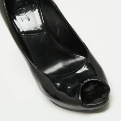 Pre Owned Dior Black Patent Leather Peep Toe Platform Pumps Size 38
