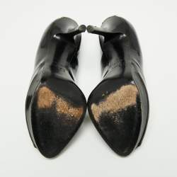 Pre Owned Dior Black Patent Leather Peep Toe Platform Pumps Size 38