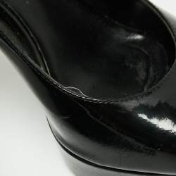 Pre Owned Dior Black Patent Leather Peep Toe Platform Pumps Size 38