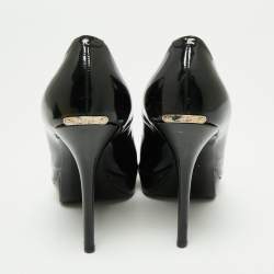 Pre Owned Dior Black Patent Leather Peep Toe Platform Pumps Size 38