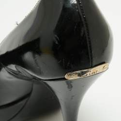 Pre Owned Dior Black Patent Leather Peep Toe Platform Pumps Size 38