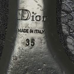 Pre Owned حذاء باليرينا فلات ديور سويدي ودانتيل أزرق كحلي مقدمة مدببة مقاس 35