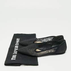 Pre Owned حذاء باليرينا فلات ديور سويدي ودانتيل أزرق كحلي مقدمة مدببة مقاس 35