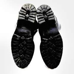 Pre Owned حذاء بوت للكاحل ديور جلد أسود مزخرف كريستال بإبزيم مزين مقاس 37.5