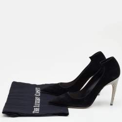 مملوكة مسبقًا حذاء كعب عالي ديور سويدي أسود كعوب مزخرفة مقاس 37.5