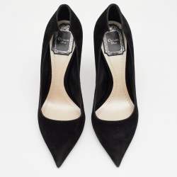 مملوكة مسبقًا حذاء كعب عالي ديور سويدي أسود كعوب مزخرفة مقاس 37.5