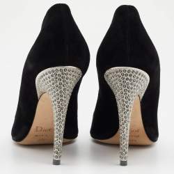 مملوكة مسبقًا حذاء كعب عالي ديور سويدي أسود كعوب مزخرفة مقاس 37.5