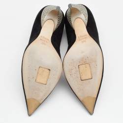 مملوكة مسبقًا حذاء كعب عالي ديور سويدي أسود كعوب مزخرفة مقاس 37.5