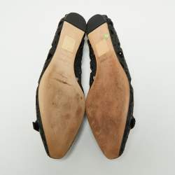 Dior Black Leather Cannage Cutout Bow Ballet Flats Size 37