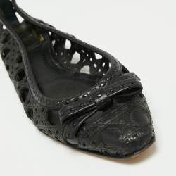 Dior Black Leather Cannage Cutout Bow Ballet Flats Size 37