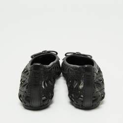 Dior Black Leather Cannage Cutout Bow Ballet Flats Size 37
