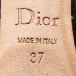 Pre Owned Dior Black Suede And Leather Bow Detail Slingback Sandals Size 37