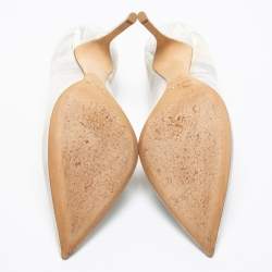 Dior White/Grey Marble Print-Leather Pointed Toe Pumps Size 36