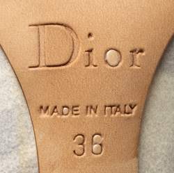 Dior White/Grey Marble Print-Leather Pointed Toe Pumps Size 36