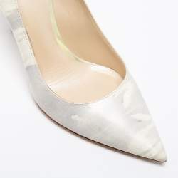 Dior White/Grey Marble Print-Leather Pointed Toe Pumps Size 36