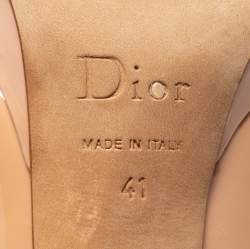 Pre Owned Dior Beige Patent Leather Double Bow Peep Toe Pumps Size 41