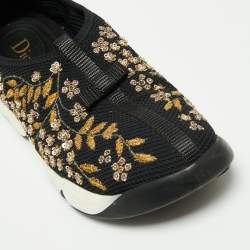 Pre Owned Dior  Black Mesh Crystal Embellished Fusion Sneakers Size 36
