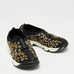 Pre Owned Dior  Black Mesh Crystal Embellished Fusion Sneakers Size 36