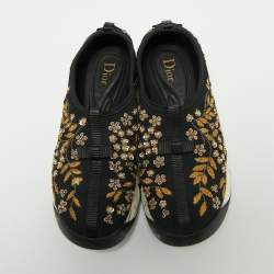 Pre Owned Dior  Black Mesh Crystal Embellished Fusion Sneakers Size 36