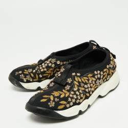 Pre Owned Dior  Black Mesh Crystal Embellished Fusion Sneakers Size 36