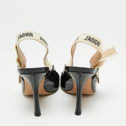 Pre Owned Dior Black Patent Leather J'adior Slingback Pumps Size 38.5