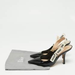 Pre Owned Dior Black Patent Leather J'adior Slingback Pumps Size 38.5