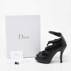 Dior Back Python Leather Strappy Peep Toe Platform Sandals Size 37