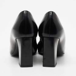 Pre Owned Dior Black Patent Leather Buckle Block Heel Pumps Size 36