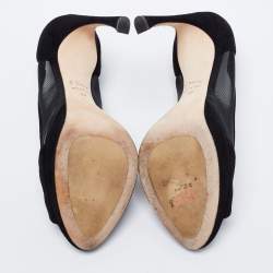 Dior Black Suede and Mesh Peep-Toe Pumps Size 39