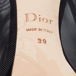 Dior Black Suede and Mesh Peep-Toe Pumps Size 39