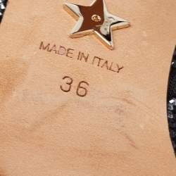 Pre Owned صندل ديور سويدي أسود مرصع كريستال فتحة كعب مقاس 36