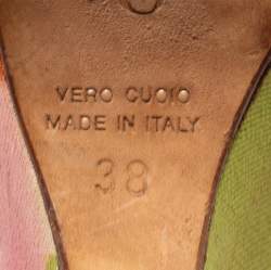 Pre Owned صندل سلايد ديور قماش مطبوع متعدد الألوان كعب روكي نعل سميك مقاس 38