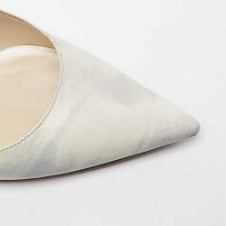 Pre Owned Dior Grey/White Leather Cherie Pointed Toe Pumps Size 38.5