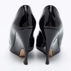 Pre Owned Dior Black Patent Leather Infinity Wedge Pumps Size 38.5