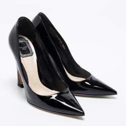 Pre Owned Dior Black Patent Leather Infinity Wedge Pumps Size 38.5