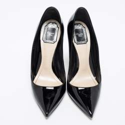 Pre Owned Dior Black Patent Leather Infinity Wedge Pumps Size 38.5