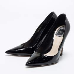Pre Owned Dior Black Patent Leather Infinity Wedge Pumps Size 38.5