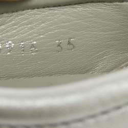 Pre Owned Dior Metallic Silver Woven Leather Slip On Sneakers Size 35