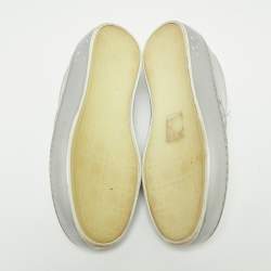 Pre Owned Dior Metallic Silver Woven Leather Slip On Sneakers Size 35