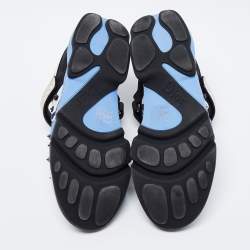 Pre Owned Dior White/Blue Mesh And Stretch Fabric Fusion Embellished Low Top Sneakers Size 40