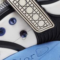 Pre Owned Dior White/Blue Mesh And Stretch Fabric Fusion Embellished Low Top Sneakers Size 40