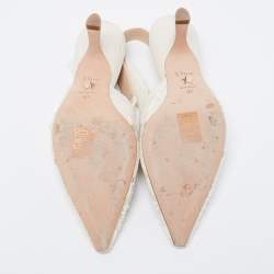 Pre Owned Dior Off White Lace J'adior Slingback Sandals Size 37