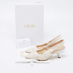 Pre Owned Dior Off White Lace J'adior Slingback Sandals Size 37