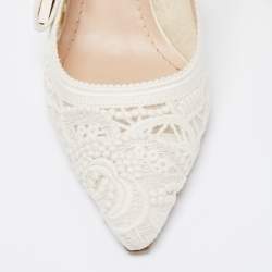 Pre Owned Dior Off White Lace J'adior Slingback Sandals Size 37