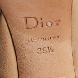 Pre Owned Dior Beige Quilted Leather Peep Toe Ruffle Detail Bow Slingback Sandals Size 39.5 