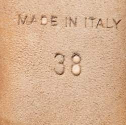 Pre Owned Dior Off-White/Light Yellow Cannage Patent Leather Peep-Toe Espadrille Wedge Platform Slingback Sandals Size 38