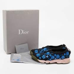 Dior Black Mesh Fusion Floral Crystal Embellished Slip On Sneakers Size 37
