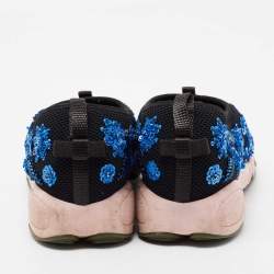 Dior Black Mesh Fusion Floral Crystal Embellished Slip On Sneakers Size 37